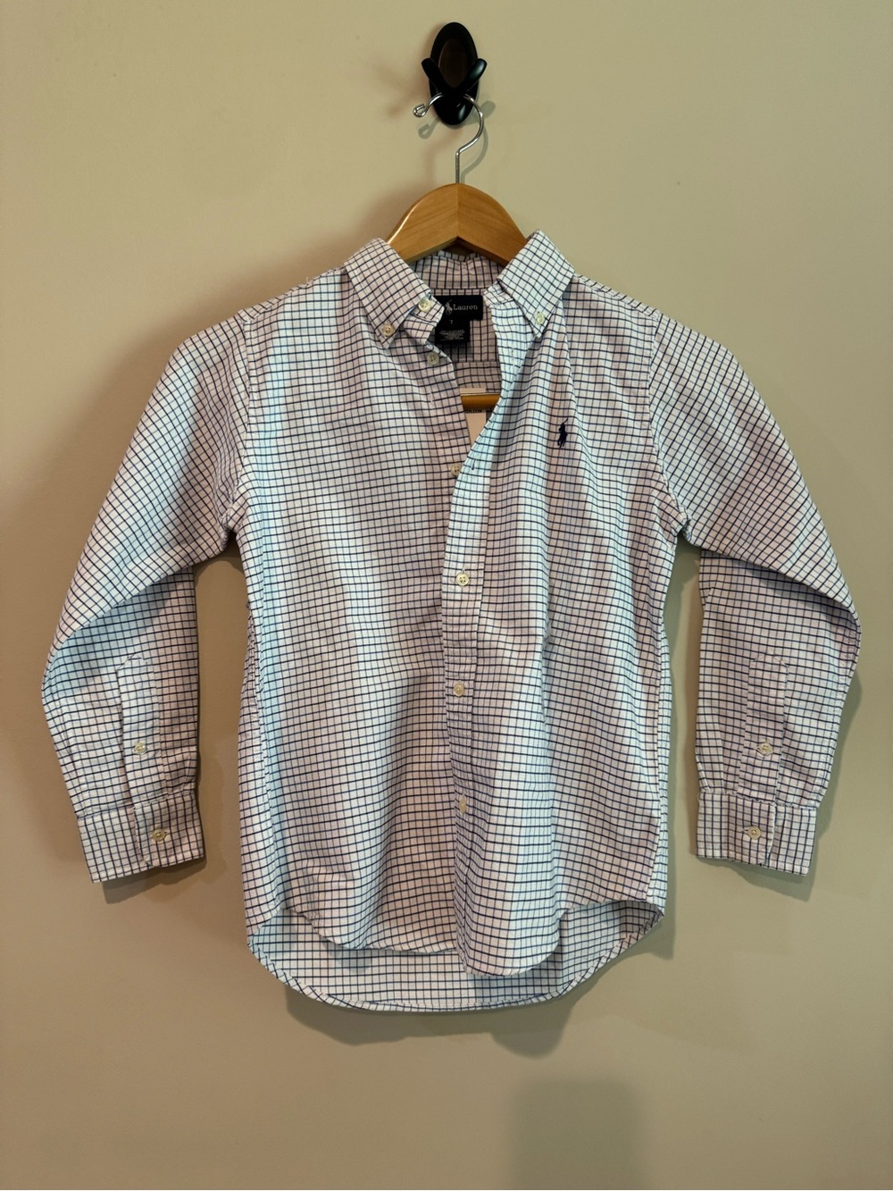 Polo by Ralph Lauren White Blue Check Button-Down Shirt - Boys